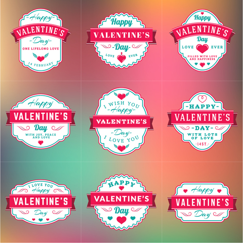 Vintage valentines day labels vector set 08 vintage valentines labels day   