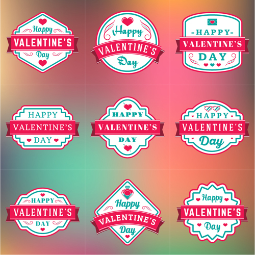 Vintage valentines day labels vector set 10 vintage valentines labels day   
