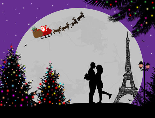 Night paris with lovers vector set 10 paris night lovers   