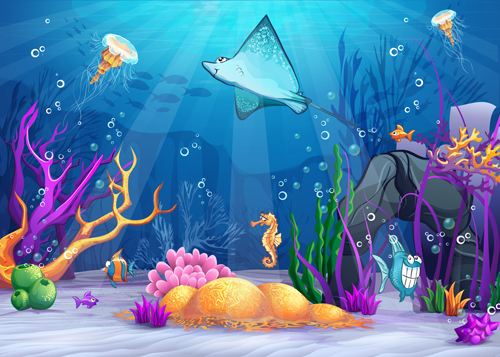 Cartoon Underwater World vectors 02 world underwater cartoon   