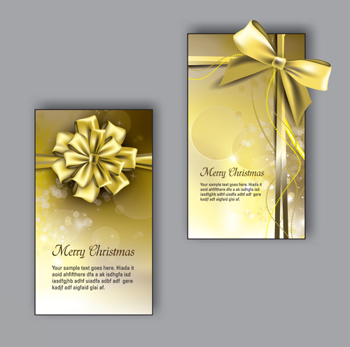 Pretty bow christmas cards design vector 02 pretty christmas cards bow   