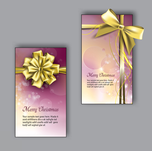 Pretty bow christmas cards design vector 04 pretty christmas cards bow   