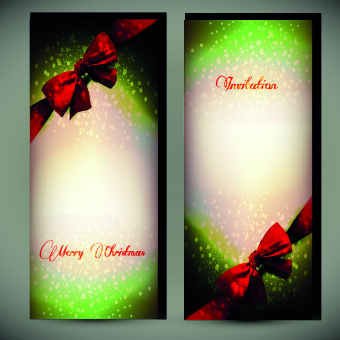 2014 Christmas bow greeting card vector set 04 greeting christmas card vector card   