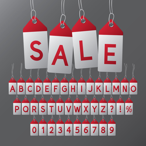 Red alphabet with numbers tags vector tags red numbers alphabet   