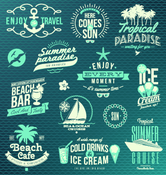 Vintage Summer vacation travel Logos vector 02 vacation travel summer logos logo   
