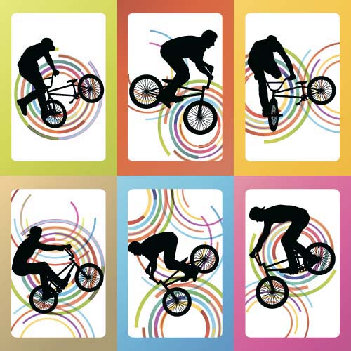 Set of extreme bikers vector silhouettes 02 silhouettes bikers   