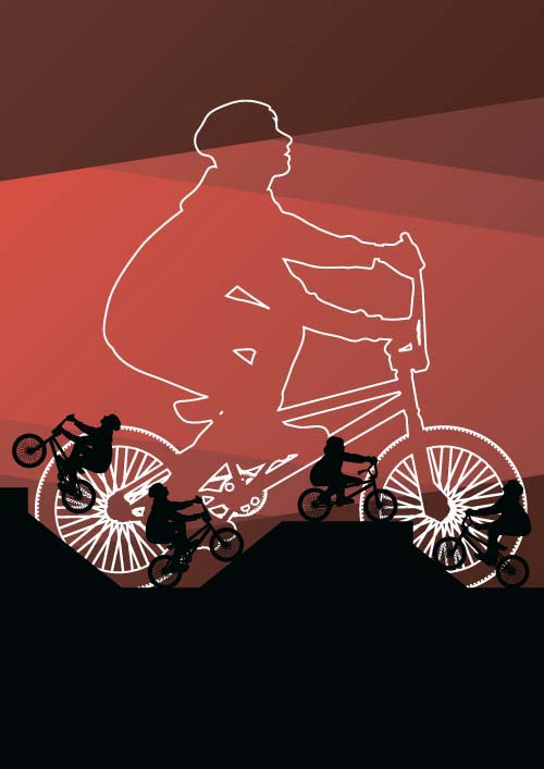 Set of extreme bikers vector silhouettes 04 silhouettes bikers   