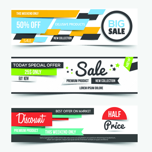 Big sale business web banners vectors 03 web business big sale banners   