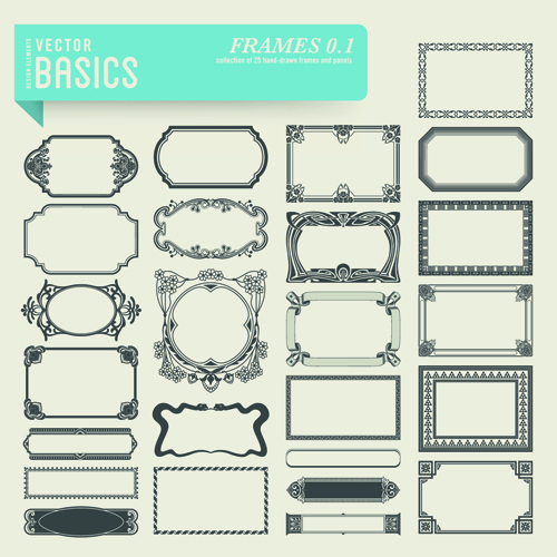 Vector retro frames design graphics set 01 Retro font graphics frames   