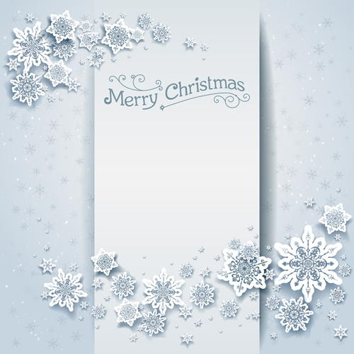 Paper snowflake with white christmas cards vector 03 white snowflake paper christmas cards   