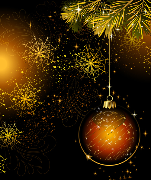 Christmas baubles with golden ornaments vector material ornaments golden christmas baubles   