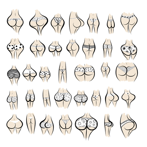 Different Female Buttocks design vector 03 sexy panties different collection Buttocks   