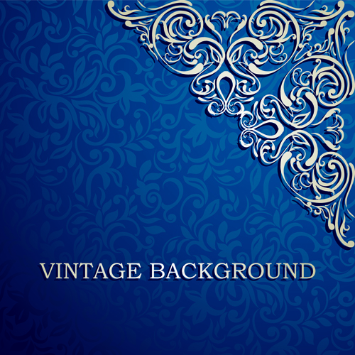 Blue floral ornament vintage background vector 04 vintage ornament background vector background   