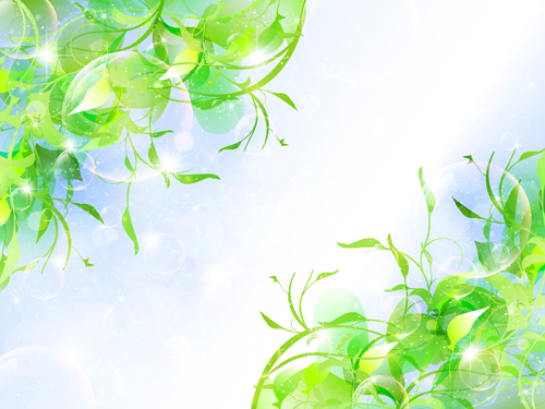 Halation bubble with green leaves vector background 01 leaves halation green leaves bubble   