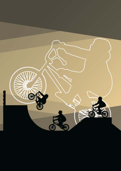 Set of extreme bikers vector silhouettes 07 silhouettes bikers   