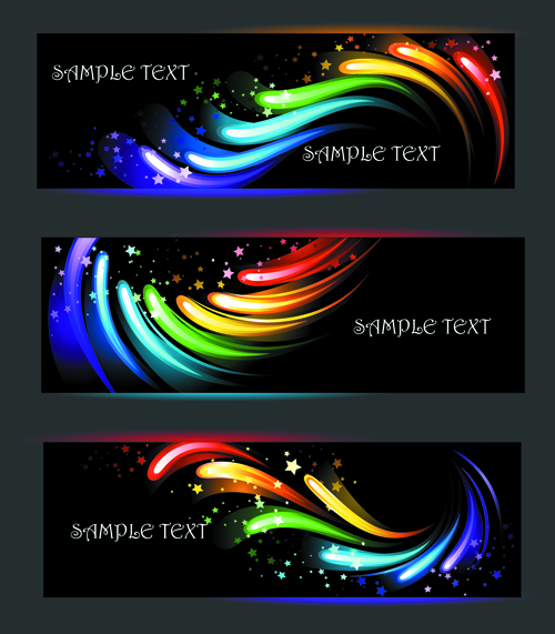 Colorful light with stars vector banners 01 stars colorful banners banner   