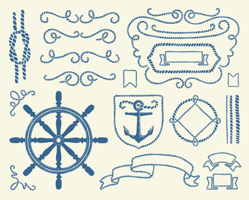 Hand drawn nautical elements vector material 02 nautical material hand-draw hand drawn   