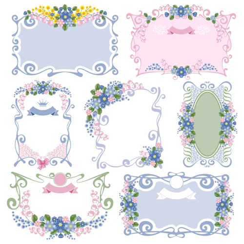 Flower ornament frames vector set ornament frames frame flower   