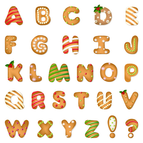 Biscuit alphabet cute vector cute biscuit alphabet   