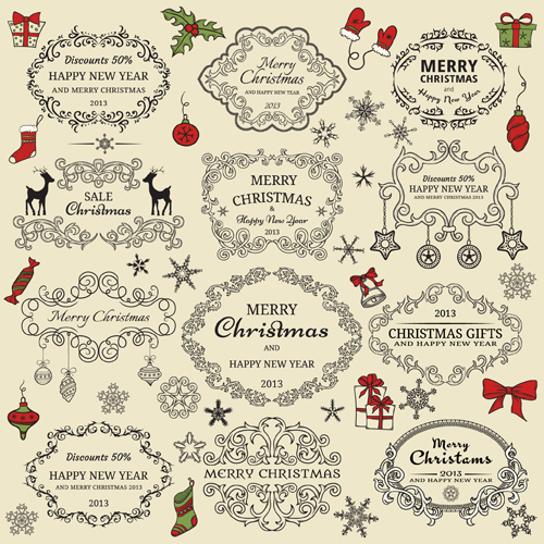 Elements of Christmas vintage frames and ornaments vector 01 vintage ornaments ornament frame elements element christmas   