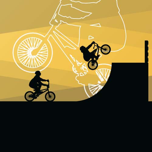 Set of extreme bikers vector silhouettes 05 silhouettes bikers   