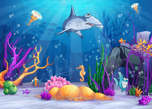 Cartoon Underwater World vectors 03 world underwater cartoon   