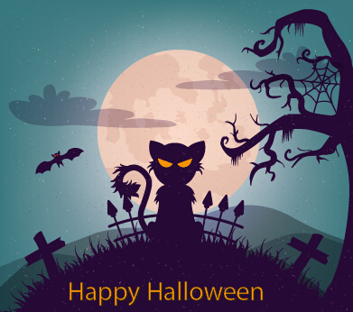 Halloween horror night vector background 01 night horror halloween background   