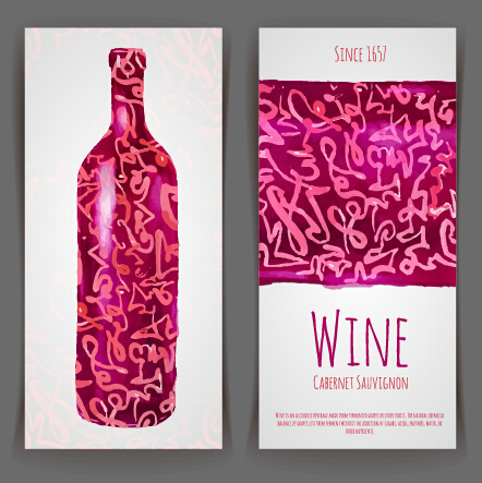 Watercolor wine stickers creative vector 01 wine watercolor stickers creative   