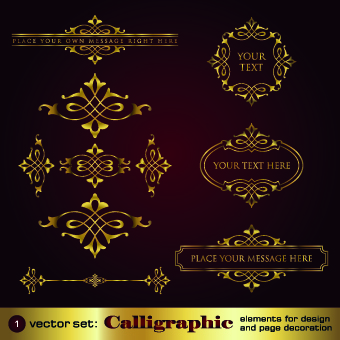 Golden ornaments and frame design vector ornaments ornament golden frame   