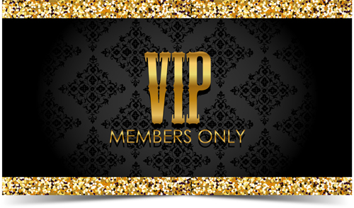 Golden with black VIP members cards vector 04 vip members golden cards black   