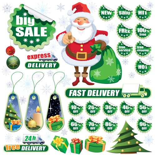 Christmas sale tags and Stickers design vector 03 tags tag stickers sticker sale christmas   