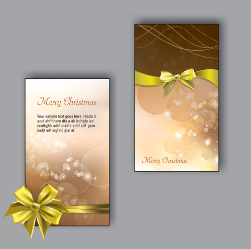 Pretty bow christmas cards design vector 03 pretty christmas cards bow   