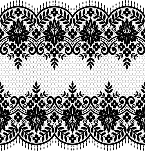 Seamless black lace borders vectors 07 seamless lace border borders black   