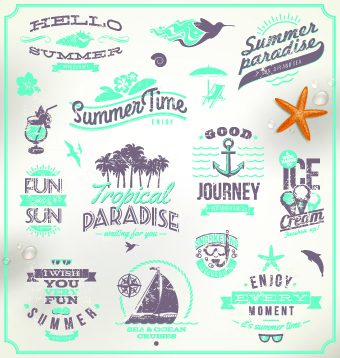 Vintage Summer vacation travel Logos vector 05 vintage vacation travel summer logos logo   