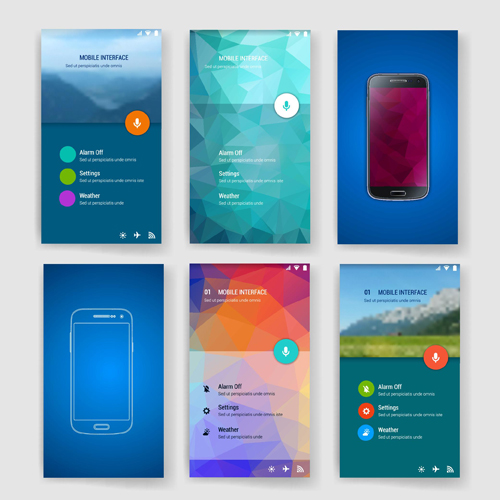 Vector mobile interface template material 10 template mobile material interface   