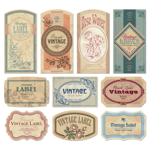 Vintage paper labels vectors set vintage paper labels   