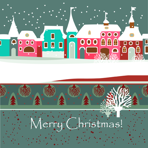 Cartoon Christmas house and snow vector 03 snow house christmas cartoon   
