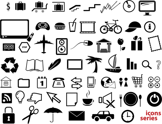 Simple icons vector white umbrella tv time tapes Tableware symbols statistics stairs signs shopping cart scissors sail pass rss feeds mouse logos lock hat graphics games food email display dining calendars books bicycle arrow aircraft   