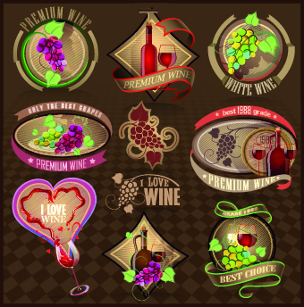 Different Retro Wine labels vector wine Retro font labels label different   