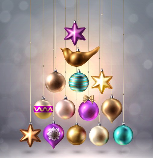 Different shapes christmas baubles vector 02 shapes Shape different christmas baubles   