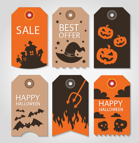 Vintage halloween sale tags vector vintage tags sale halloween   