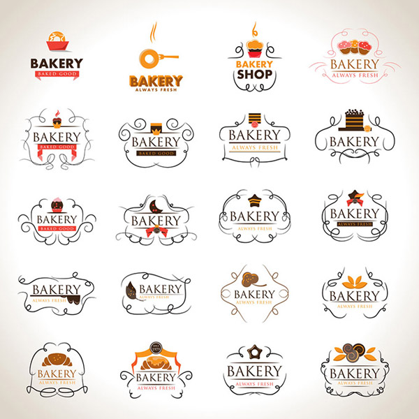 Elegant bakery labels design elements vector labels elegant bakery   