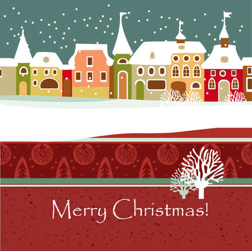 Cartoon Christmas house and snow vector 04 snow house christmas cartoon   