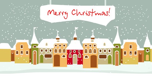 Cartoon Christmas house and snow vector 02 snow house christmas cartoon   