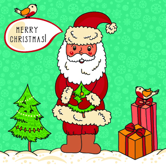 Cute santa with bird vector santa cute bird   