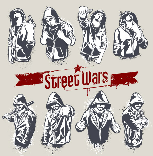 Street wars vector Silhouettes 01 wars street silhouettes silhouette   