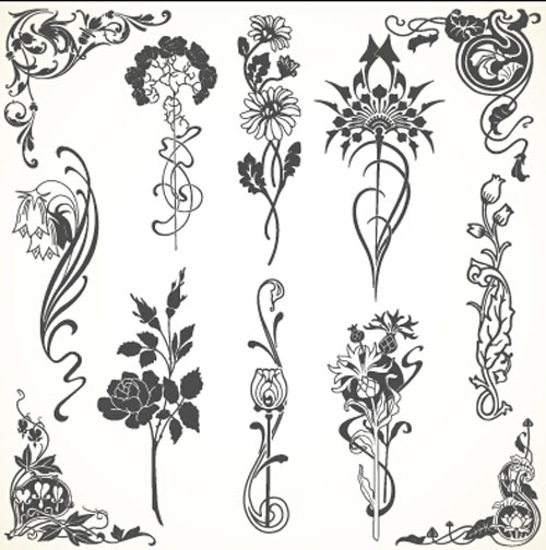 Vintage flowers ornaments material vectors vintage ornaments flowers   