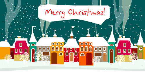 Cartoon Christmas house and snow vector 01 snow house christmas cartoon   