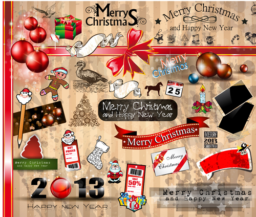 Vivid Christmas decor elements vector graphics 02 vivid elements element decor christmas   