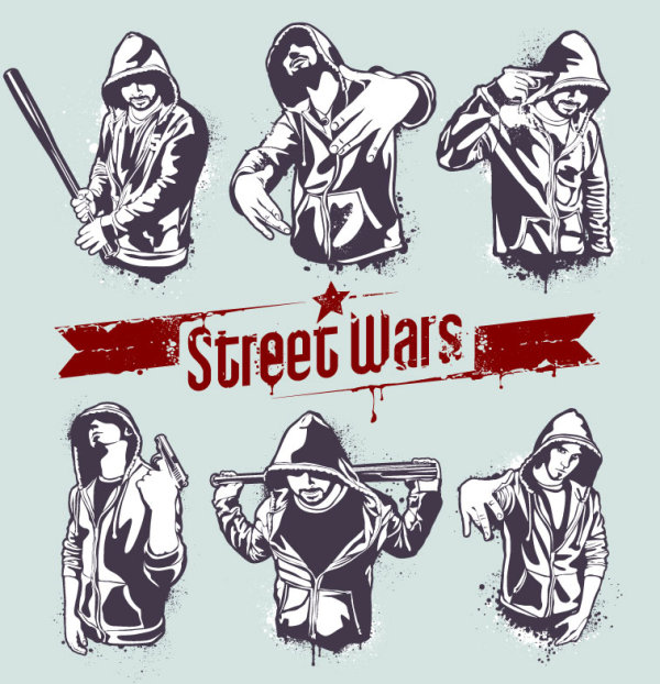 Street wars vector Silhouettes 02 wars street silhouettes silhouette   